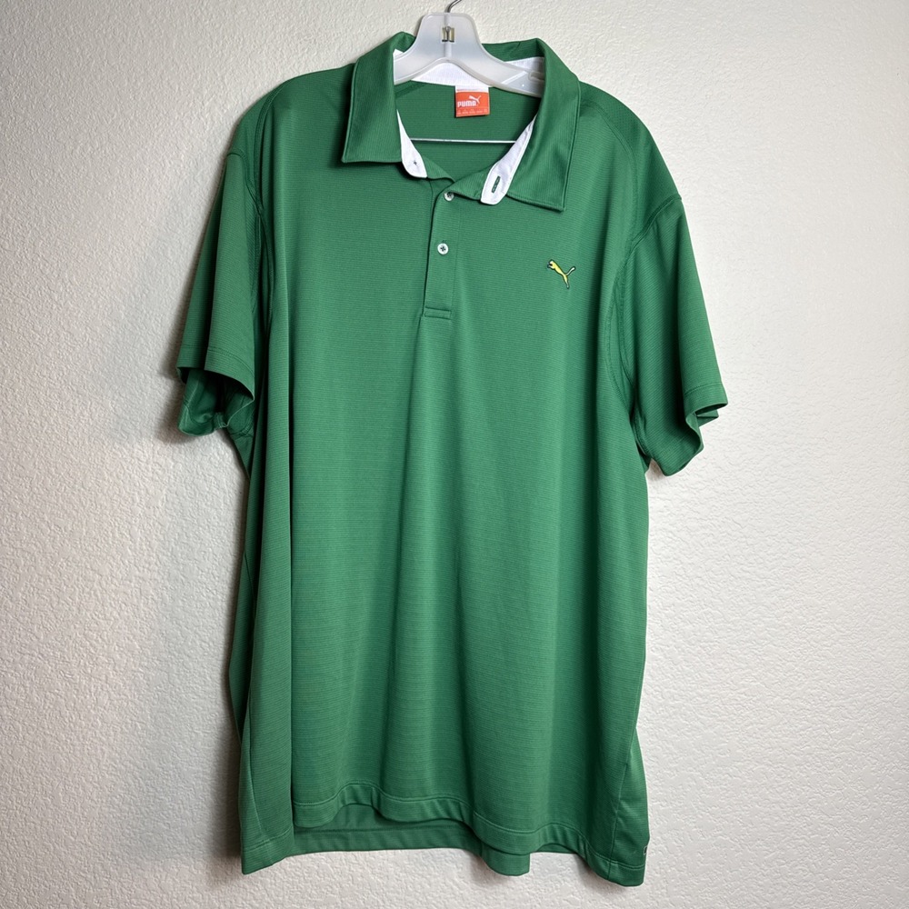 Puma Golf Shirt Mens XXL Green Short Sleeve Sport Lifestyle Polo Performance Top